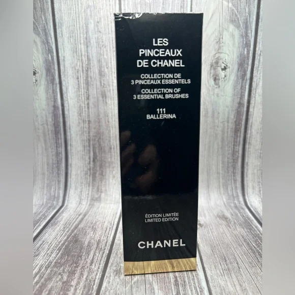 NIB CHANEL Set of 3 Makeup Brushes with Storage Case Bag Ballerina Pink Black CC - Picture 12 of 14